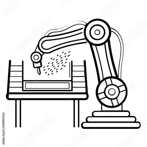 robotic welding in steel manufacturing concept, fabrication with robotics vector icon design