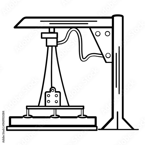 cantilever loading machine system concept, mechanical load application machine vector icon design