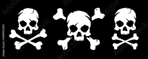 Skull and bones set. Pirate skull and crossbones. Vector illustration.