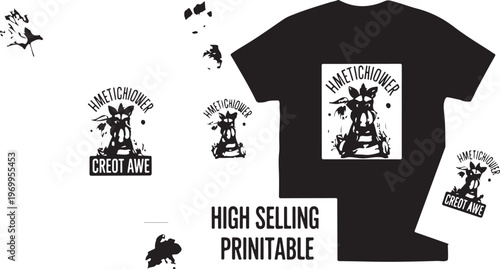 Printable T-Shirt Design Templates, Customizable Clothing Graphics, High-Selling Merchandise Mockups, Editable Vector Art