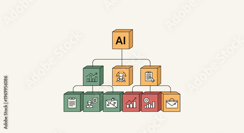 Artificial intelligence workflow diagram with connected blocks