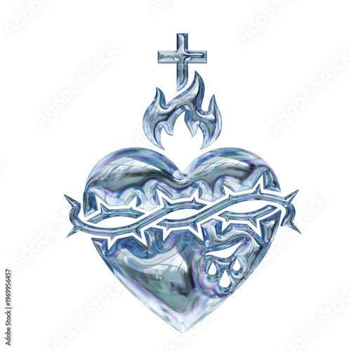 sacred heart Glassmorphism 3D Render Icons