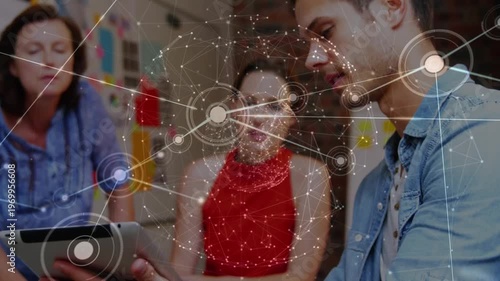 A complex network of connections and global patriotism theme in a digital video.