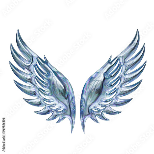 angel wings Glassmorphism 3D Render Icons