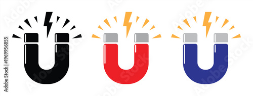 Magnet Attraction Power Icons Set