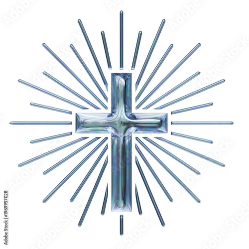 radiant cross Glassmorphism 3D Render Icons