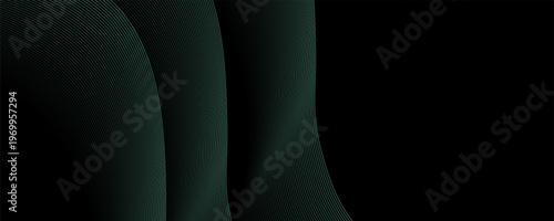 Abstract background with waves for banner. Medium banner size. Vector background with lines. Element for design isolated on black.vector Eps10