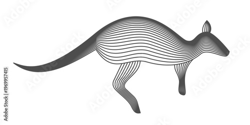 Wireframe kangaroo or wallaby line art wireframe vector illustration. Modern abstract animal design suitable for nature, wildlife, environment, and conservation themes. Wild animal jumping. 