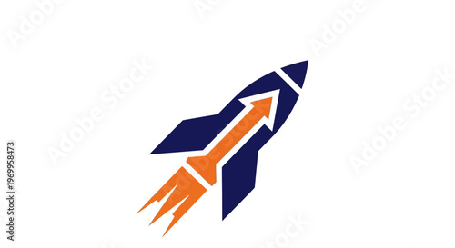 Rocket Ship Icon Launching Upwards Fast.