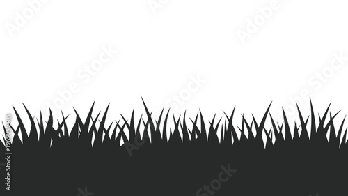 A dark gray silhouette showcasing a lively arrangement of natural grass blades creating a continuous bottom border.
