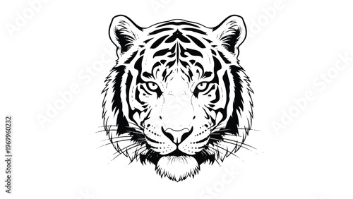 Black and White Tiger Head Illustration 2.