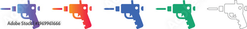 Compact Glue Gun Icons Set