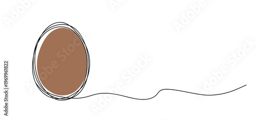 Chocolate Easter Egg. Brown Egg One Continuous Line Art Chicken Farm Food Organic Breakfast Minimalist Vector Illustration
