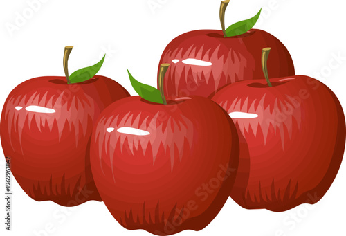 Create a realistic apples vector art with white background.