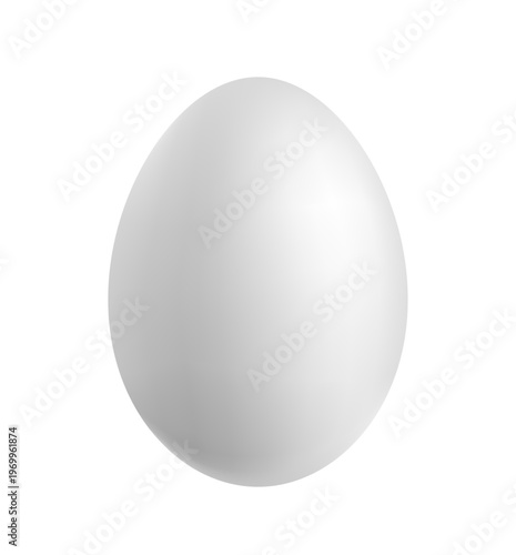 White Chicken Egg 3D Realistic Single Fresh Organic Food Ingredient Vector Illustration