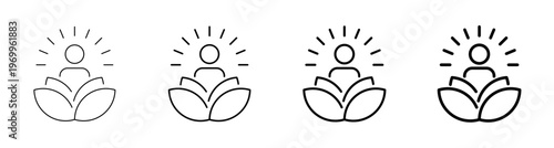 Mindfulness Spiritual and Human Mind Growth Line Art Icon Vector Illustration Editable