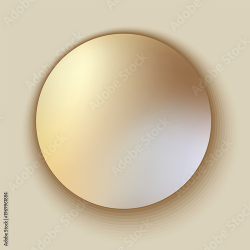 Golden Round Button Badge. Vector illustration