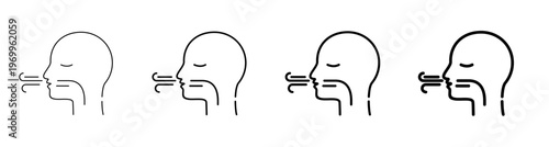 Deep Breathing Exercise and Stress Relief Line Art Icon Vector Illustration Editable