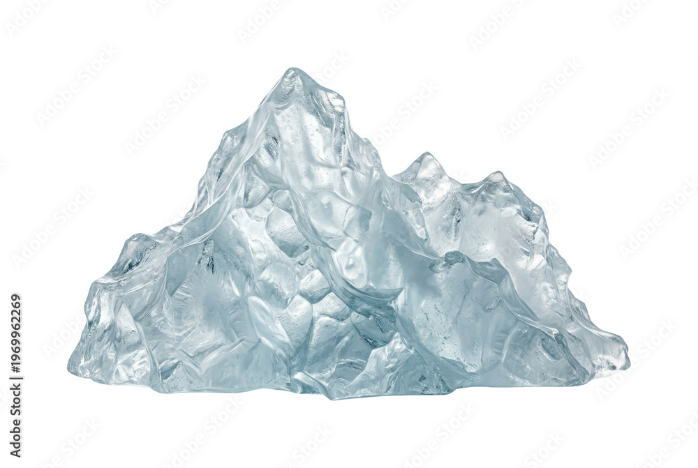 Fototapeta premium Crystal iceberg mountain side view isolated. Arctic environment element.