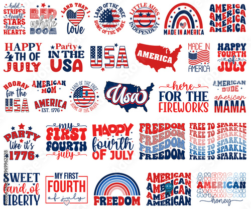 Patriotic 4th of July Bundle - American USA Independence Day Clipart