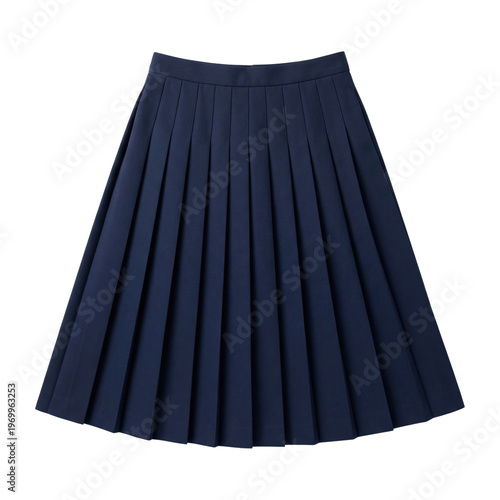 Foto Navy blue pleated school skirt isolated. Classic uniform mockup.