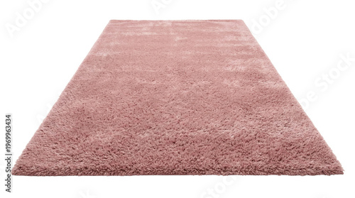 Cuadro en lienzo Pink shaggy rug perspective view isolated