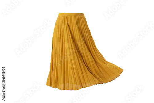 Obraz na plátně Yellow pleated midi skirt isolated. Women fashion apparel mockup.