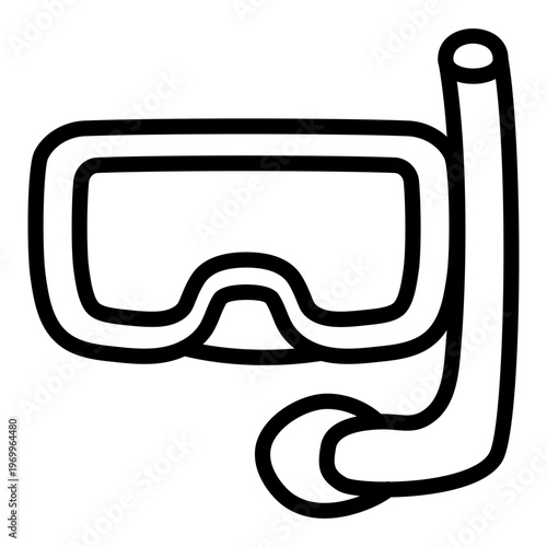Oxygen pipe with goggles, icon of snorkeling mask