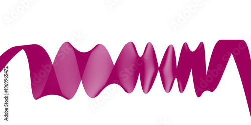 Abstract magenta flowing ribbon wave on white background, elegant 3D dynamic fluid motion curve for modern graphic design