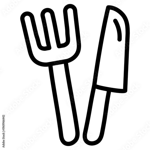 Fork with knife, concept of tableware icon.