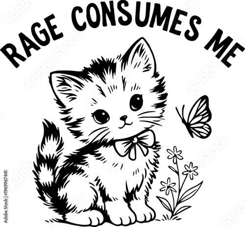 Cat Rage Consumes Me SVG, Cat Rage Consumes Me SVG, Kitty Cat Floral SVG, Cute Kitty Cat Meme SVG, Cat Lover SVG