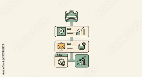 Infographic illustrating data flow and business analytics