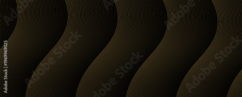 Abstract background with waves for banner. Medium banner size. Vector background with lines. Element for design isolated on black. Black and colorful