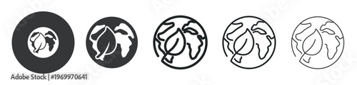 Global Ecology thin line and solid icon. Multi series icon. Web minimal icon