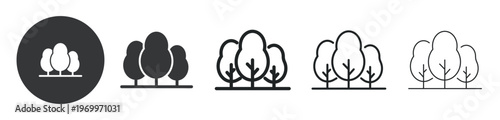 Forest thin line and solid icon. Multi series icon. Web minimal icon