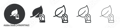 Holding a Leaf thin line and solid icon. Multi series icon. Web minimal icon