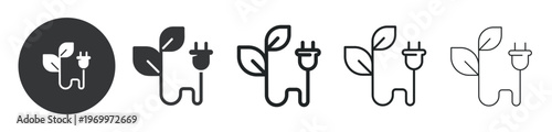 Eco-Friendly Electric Plug thin line and solid icon. Multi series icon. Web minimal icon