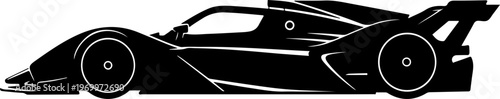 Black sports car, racing car, vector silhouette, speedster, automotive design