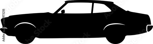 Black taxi car, vector silhouette, modern sedan, transportation icon