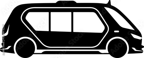 Black taxi car, vector silhouette, modern sedan, transportation icon