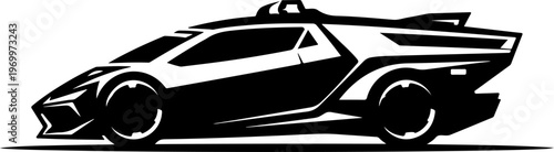 Black taxi car, vector silhouette, modern sedan, transportation icon