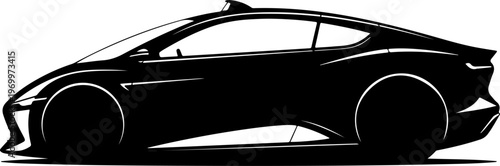 Black taxi car, vector silhouette, modern sedan, transportation icon