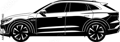Black taxi car, vector silhouette, modern sedan, transportation icon