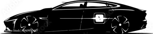 Black taxi car, vector silhouette, modern sedan, transportation icon