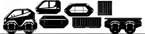 Black taxi car, vector silhouette, modern sedan, transportation icon