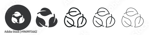 Leaf Recycle Symbol thin line and solid icon. Multi series icon. Web minimal icon