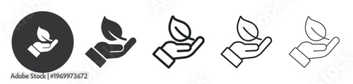 Hand Caring for Nature thin line and solid icon. Multi series icon. Web minimal icon