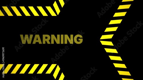 Animated Flashing Warning Sign with Hazard Stripes