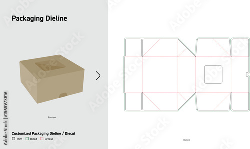 Tuck Top Window Box Packaging Dieline Die Cut Template