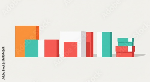 Abstract Graphic Composition with Rectangles in Orange Red Green